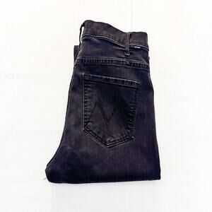 Mother Hustler Ankle Fray Not Guilty Black Denim Jeans Raw Hem Size 26